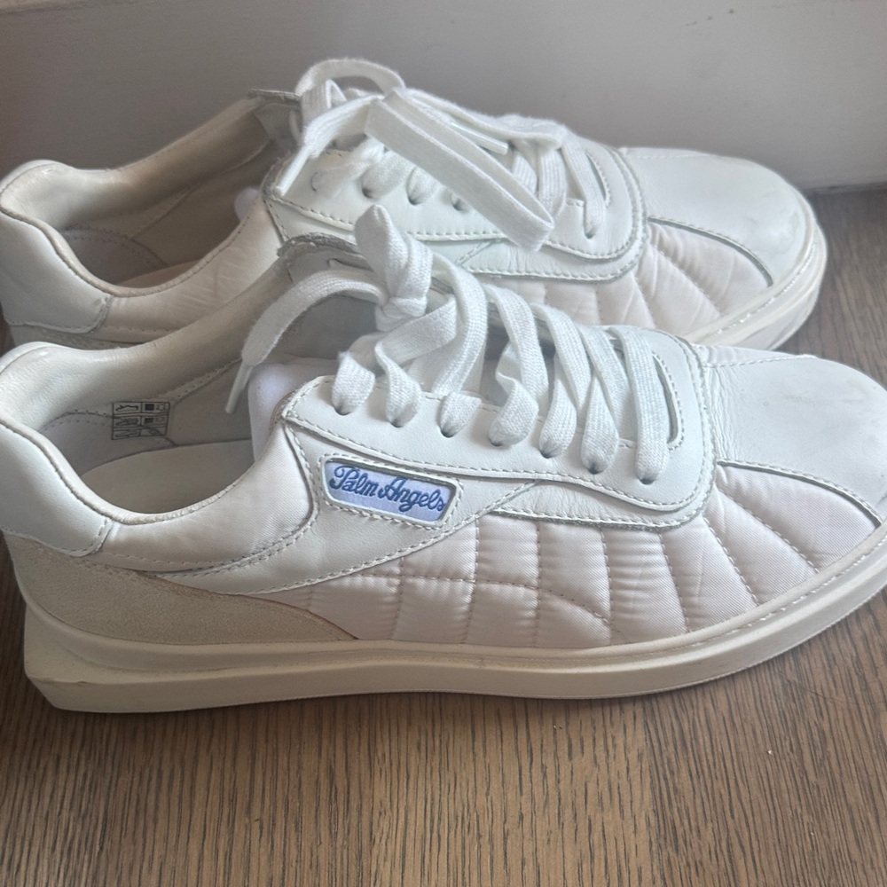 Palm Angels White Sneakers with Blue Detail